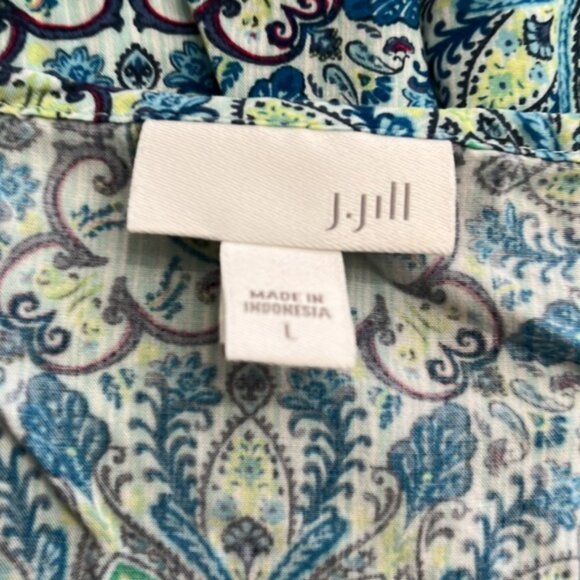 J.Jill blue & green floral sleeveless top size L - Picture 3 of 4